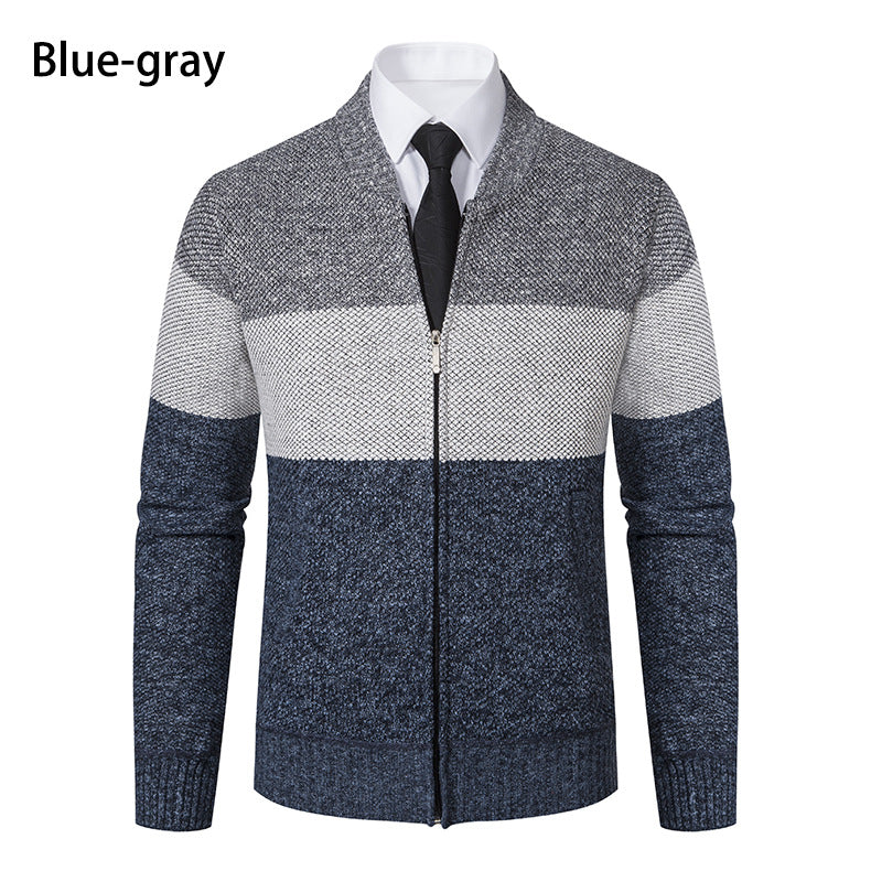 Herren Strickjacke Modern mit Reißverschluss Grau