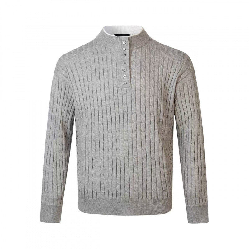 Herren Pullover Feinstrick Modern mit Knöpfen Eleganz