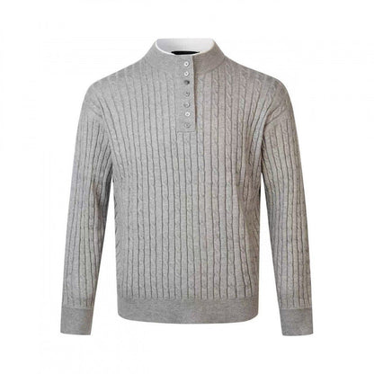 Herren Pullover Feinstrick Modern mit Knöpfen Eleganz