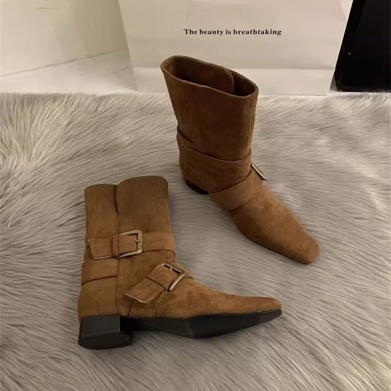 Damen Stiefeletten Wildleder Elegant Spitz