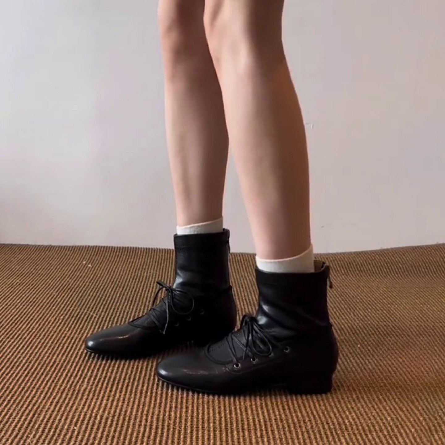 Damen Stiefel Schnürstiefel Leder Blockabsatz Elegant