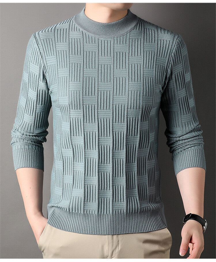 Herren Pullover Feinstrick Modernes Design Grau