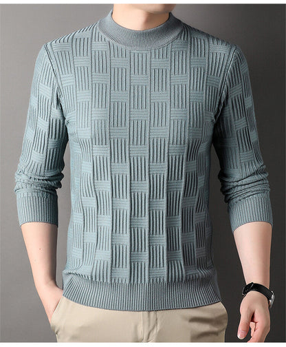 Herren Pullover Feinstrick Modernes Design Grau