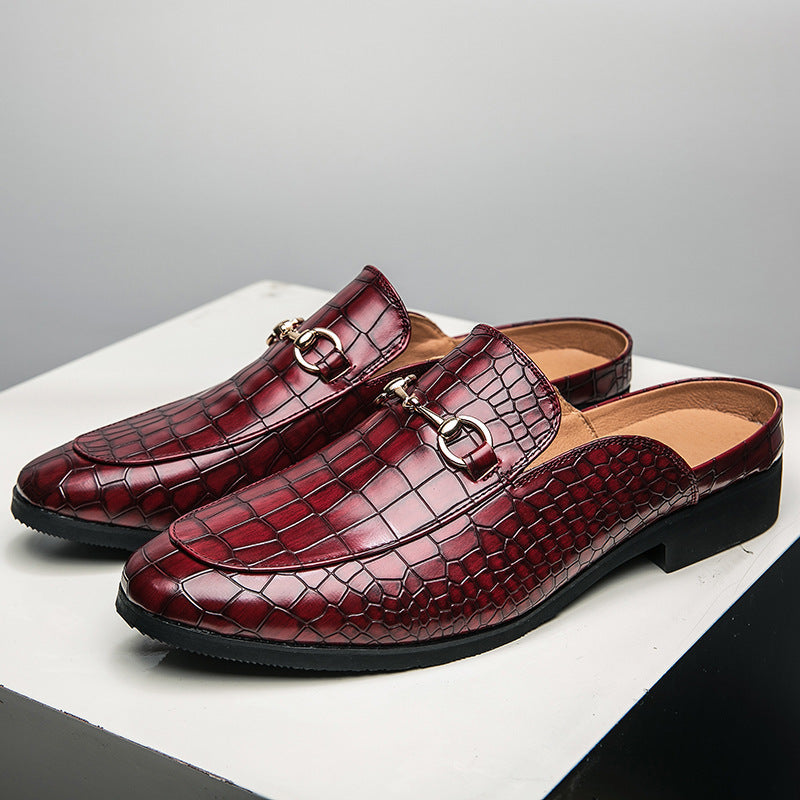 Damen Mokassins Elegante Krokodilleder Schuhe Goldene Akzente