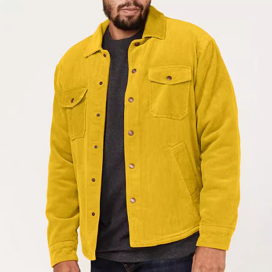 Herren Cordjacke Lässig Mit Taschen Grüne Mode