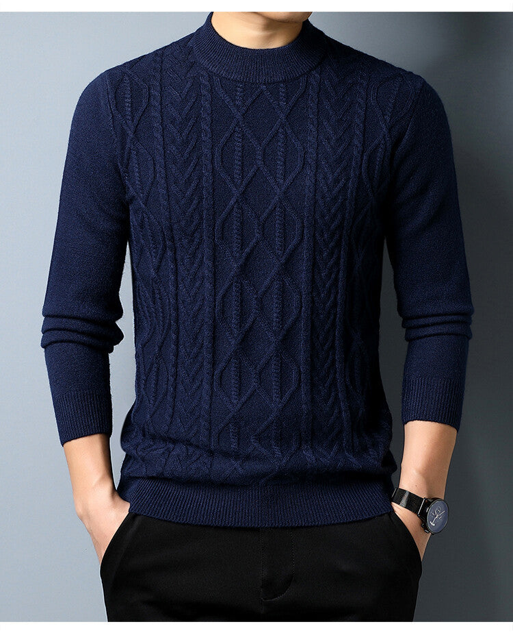 Herren Strickpullover mit Zopfmuster Grau Elegant