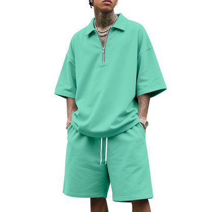 Herren Sportset Kurzarm mit Shorts Sportlich Leicht