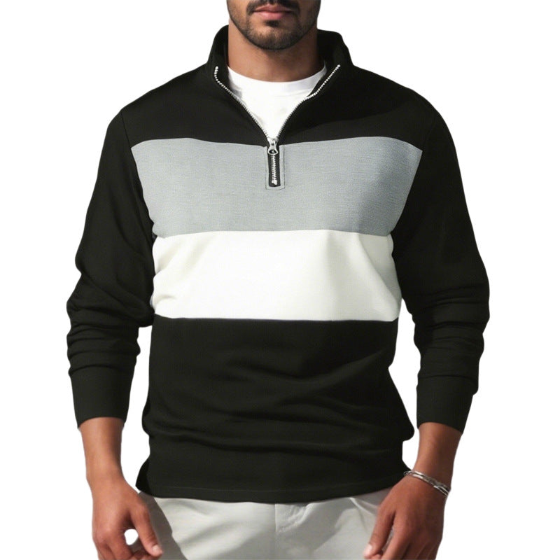 Herren Sportpulli Hoher Kragen Reißverschluss Funktionsshirt