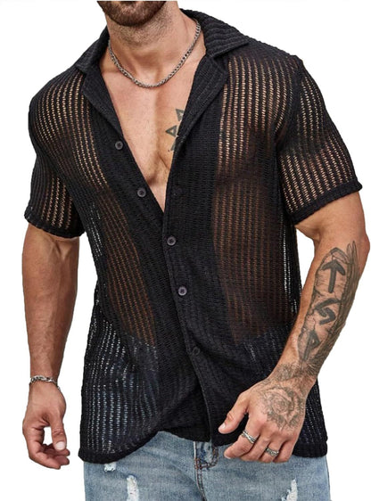 Herren Netzhemd Lässig Elegant Berlin Style