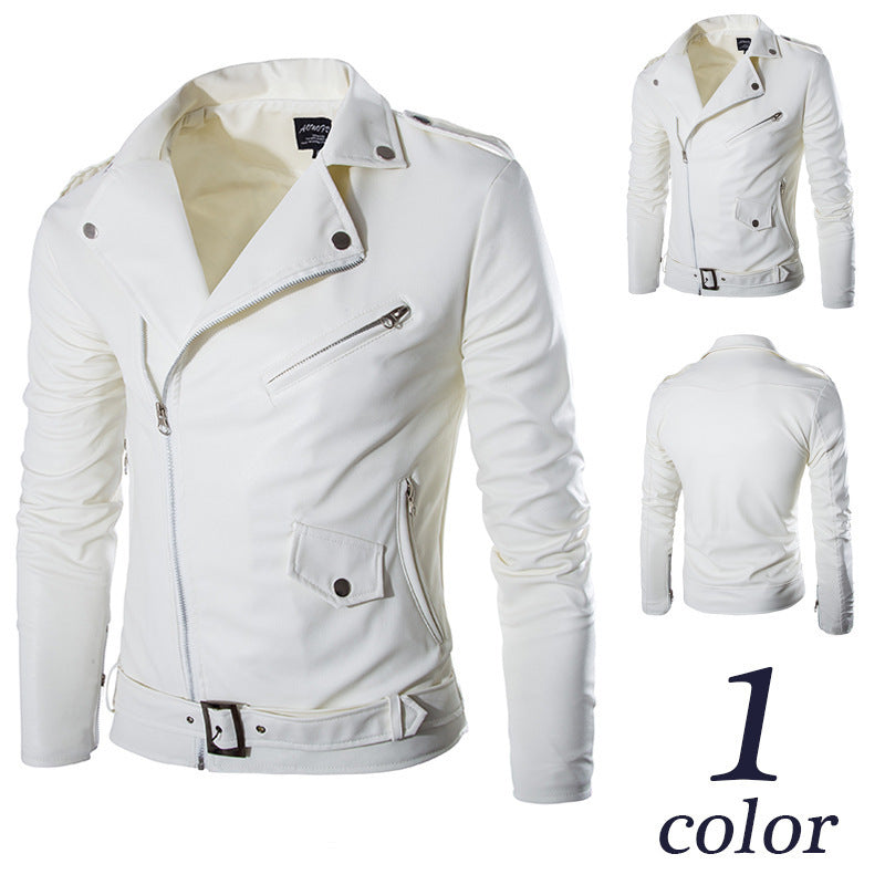Lederjacke Herren Biker Stil Asymmetrisch Schwarz - BerlinGlamour