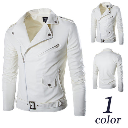 Lederjacke Herren Biker Stil Asymmetrisch Schwarz - BerlinGlamour