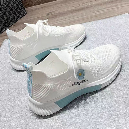 Damen Sneaker Blumenmuster Elastisch Trendy