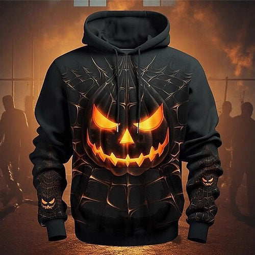 Herren Hoodie Halloween Motiv Gruselig Glitzernd
