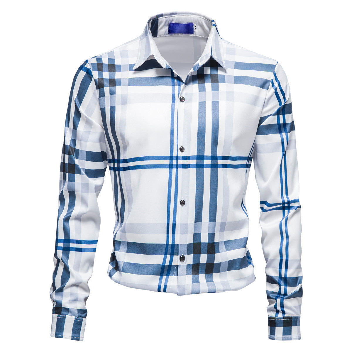 Herren Langarmhemd Karomuster Modern Slim Fit