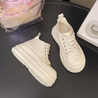 Damen Plateau Sneaker Hochschuh mit 3-farbiger Sohle Modisch