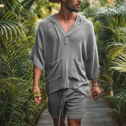 Herren Pullover Kapuzenpullover Locker mit Seitentaschen Lässig