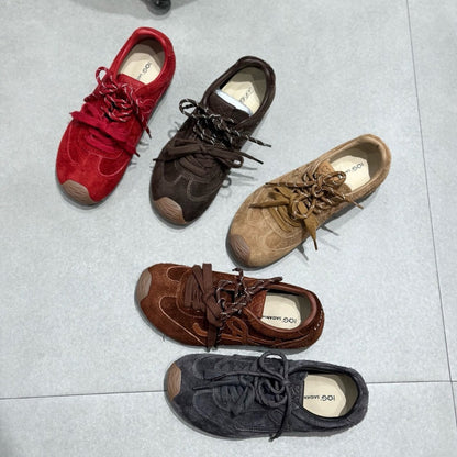 Damen Sneaker Wildleder Schnürsenkel Modisch