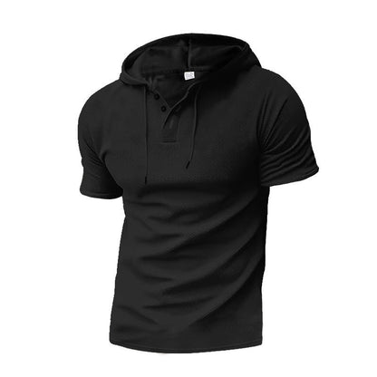Herren Sweatshirt Kapuze Kontrastknöpfe Modern Sportlich