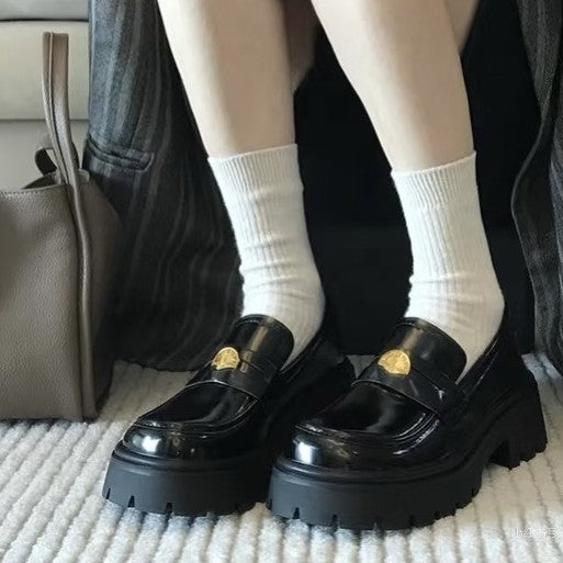 Damen Loafers Chunky Bequem Rutschfest Schwarz - BerlinGlamour