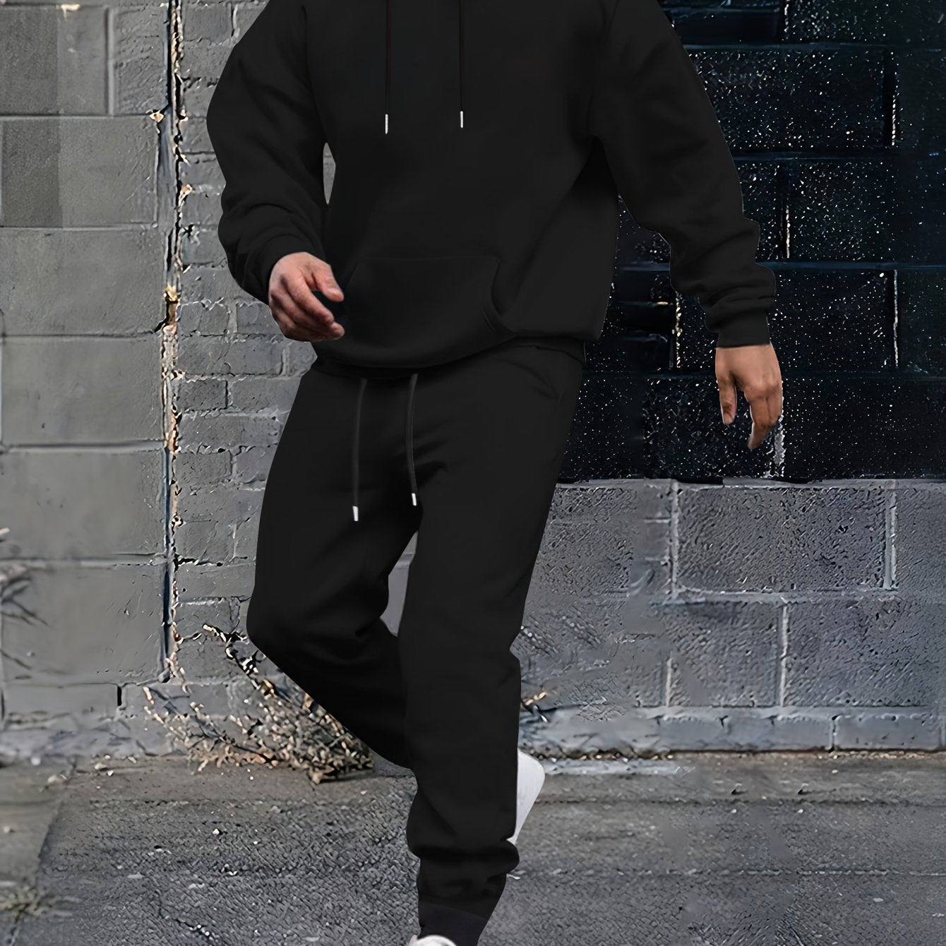 Herren Sportanzug Kapuzenjacke mit Taschen und verstellbarem Bund