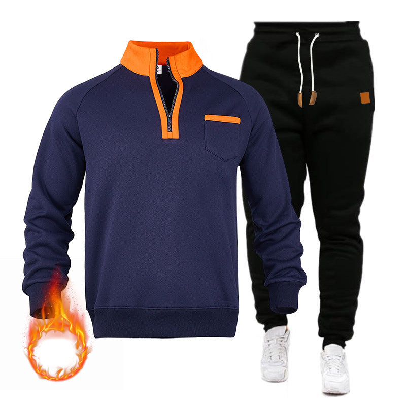 Herren Sportswear Set Stehkragen Jogginganzug mit Brusttasche - BerlinGlamour