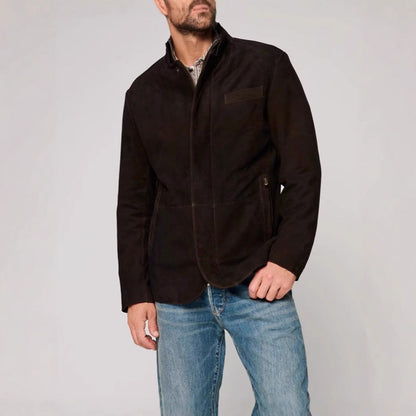 Herren Lederjacke Modern Wildleder Schnitt mit Taschen