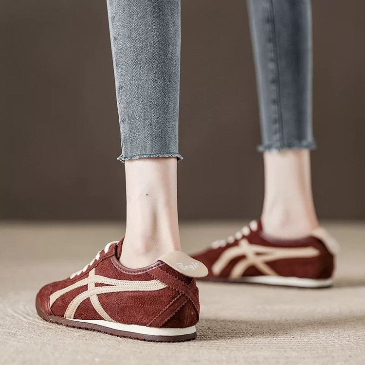 Damen Sneaker Sportlich Veloursleder Bequem Komfortabel