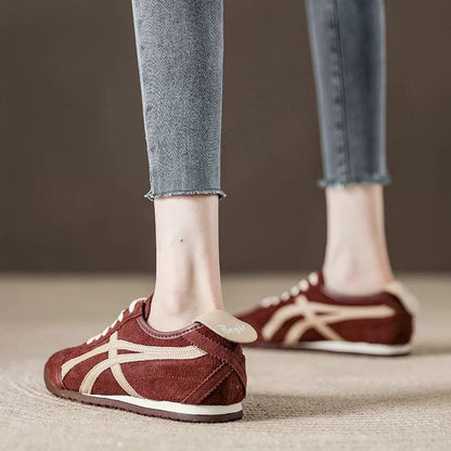 Damen Sneaker Sportlich Veloursleder Bequem Komfortabel