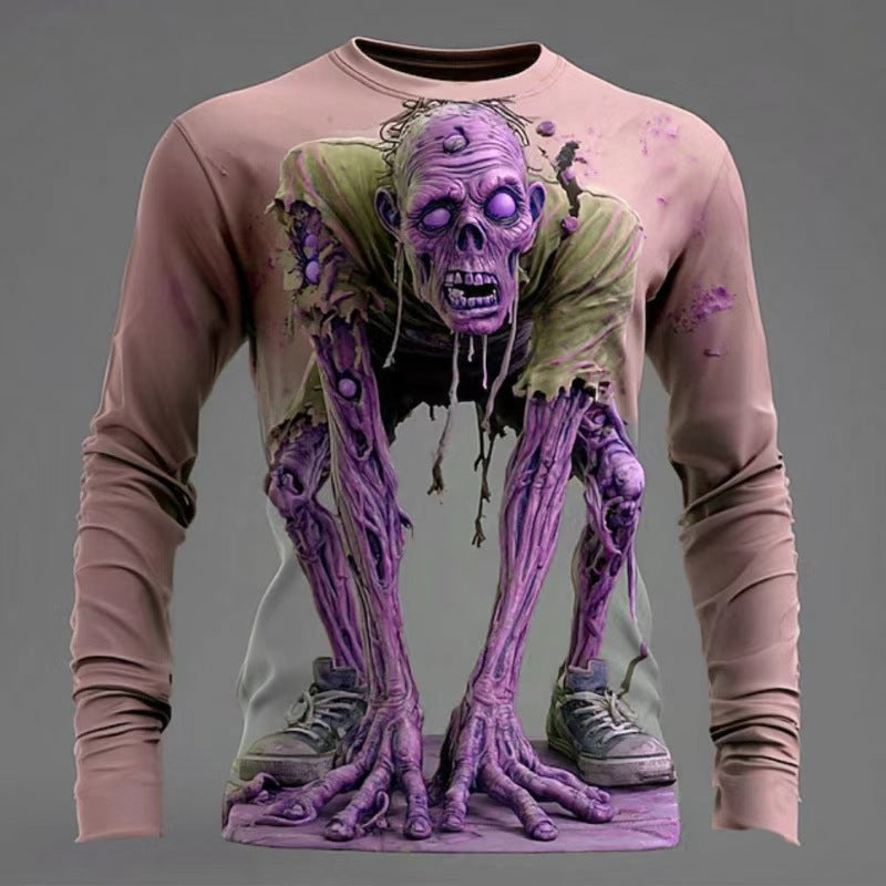 Herren T-Shirt Langarm 3D Zombie Motiv Größe XL