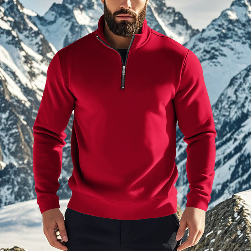 Herren Pullover Stehkragen Halb-Reißverschluss Modern