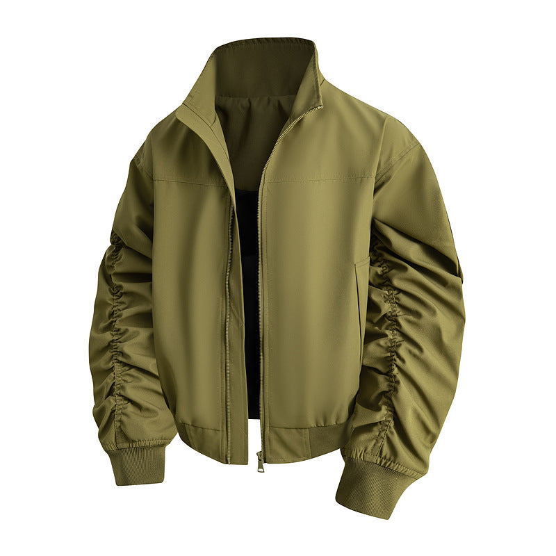 Modische Damen Bomberjacke Stehkragen Elegant Schwarz