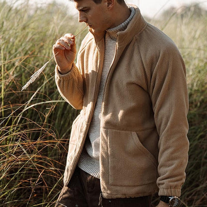Herren Fleecejacke Warm mit Kragen und Taschen