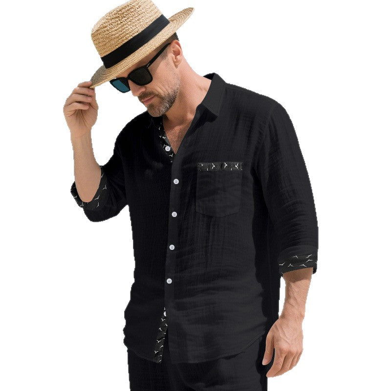 Herren Leinenhemd Modern Elegant Slim Fit Sommer