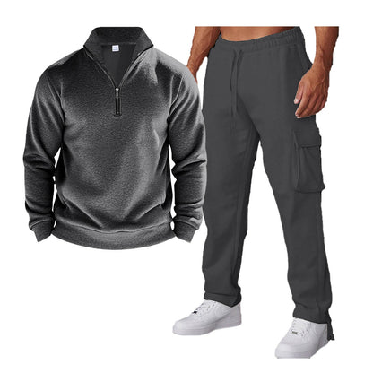 Herren Freizeitanzug Mit Taschen Stehkragen Modern