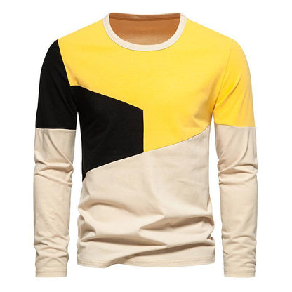 Herren T-Shirt Langarm Farbblock Design Modern