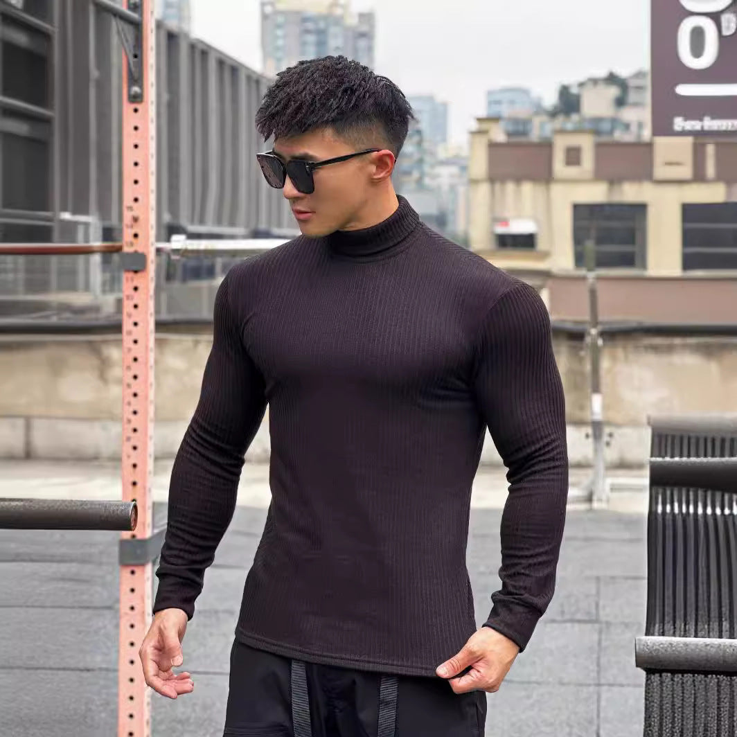 Herren Langarmshirt Elegantes Rippmuster Modern