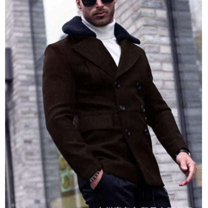 Herren Wollmantel Eleganter Teddyfell Kragen Winter
