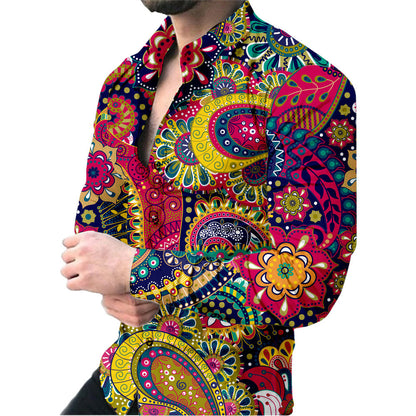Herren Hemd Langarm Modernes 3D Dreieck Design