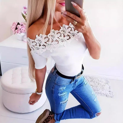 Eleganter Damen Body mit Spitze und Glitzer