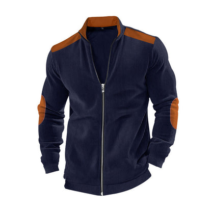 Herren Strickjacke Sportlich Leder Dekor Modern