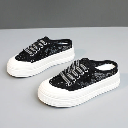Damen Sneaker Glitzer Schuhe Modisch Comfort