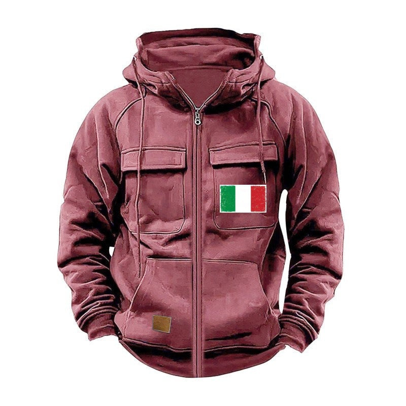Herren Kapuzenjacke Modern mit Taschen und verstellbarem Kragen