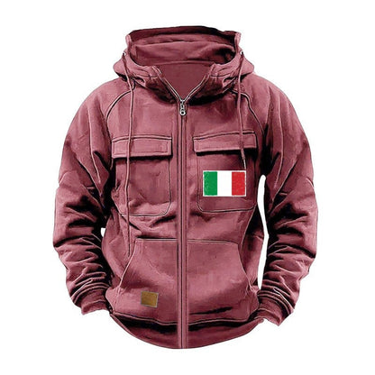 Herren Kapuzenjacke Modern mit Taschen und verstellbarem Kragen