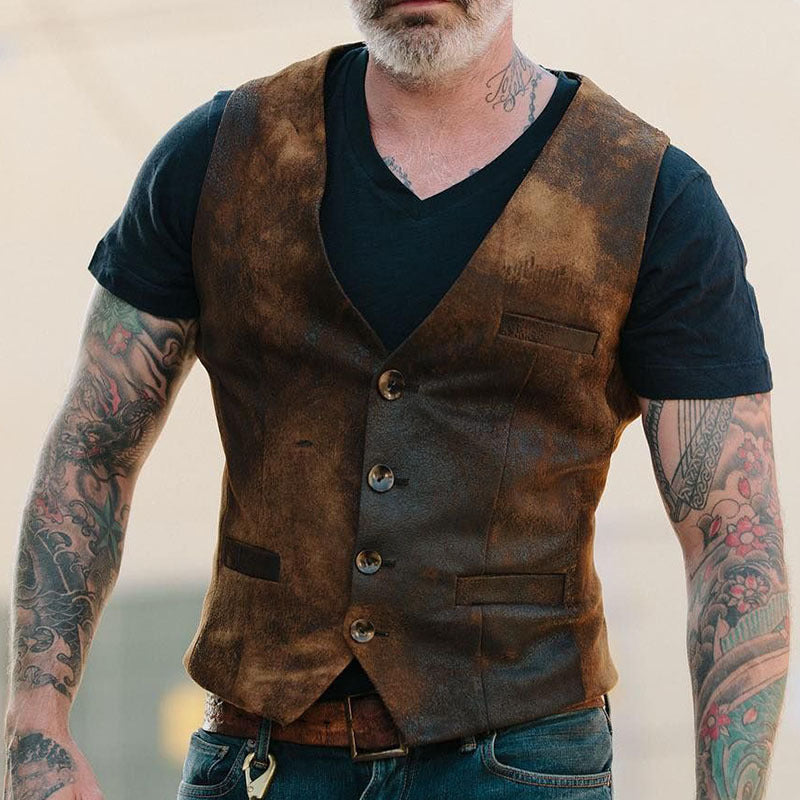 Herren Lederweste mit Riemen Modern Stil - BerlinGlamour