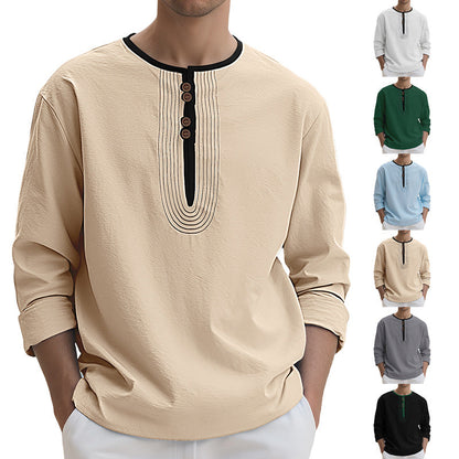 Herren Langarmshirt Modern mit Knopfverschluss Elegant - BerlinGlamour