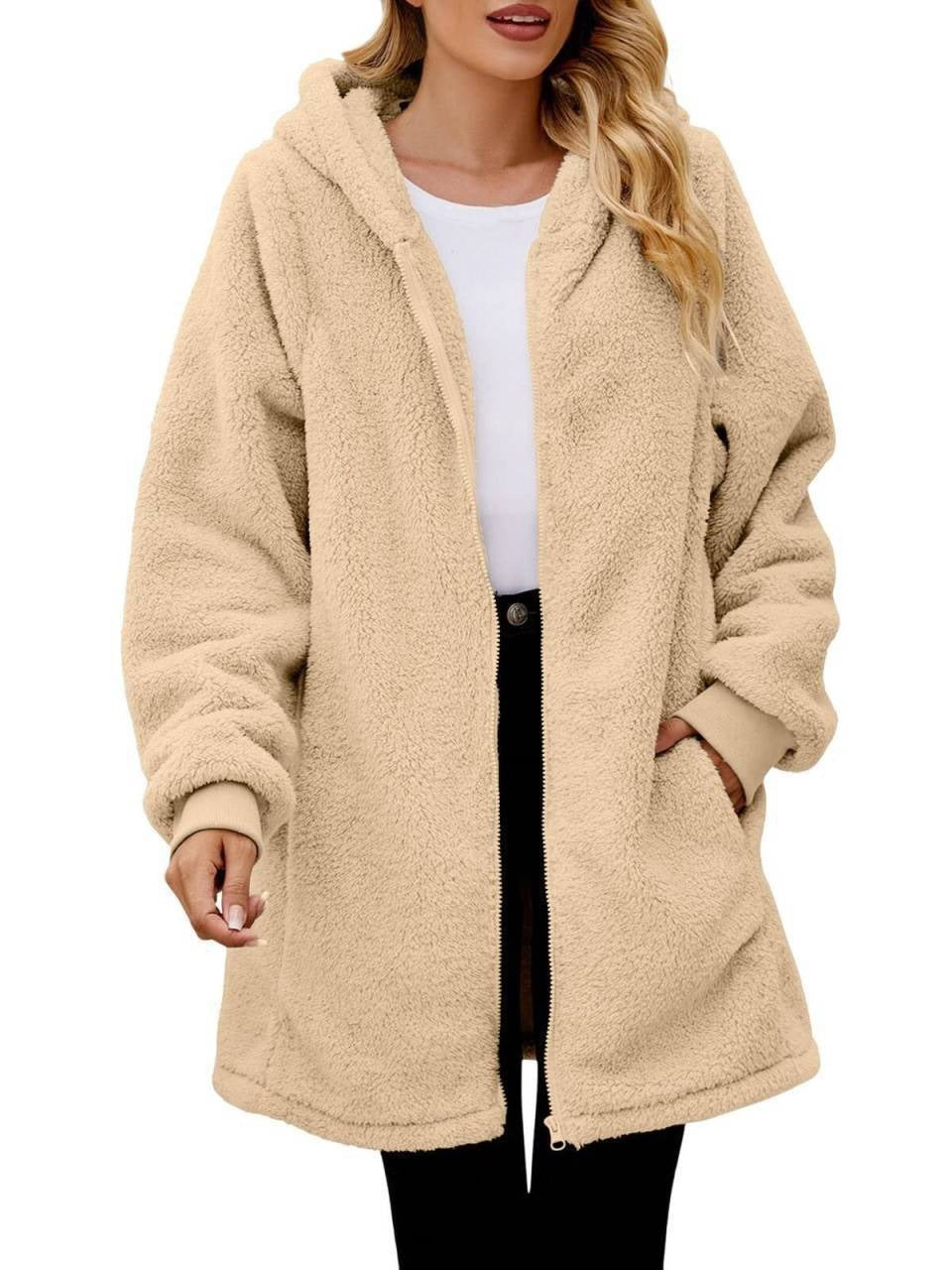 Damen Fleecejacke Oversized Warm und Kuschelig