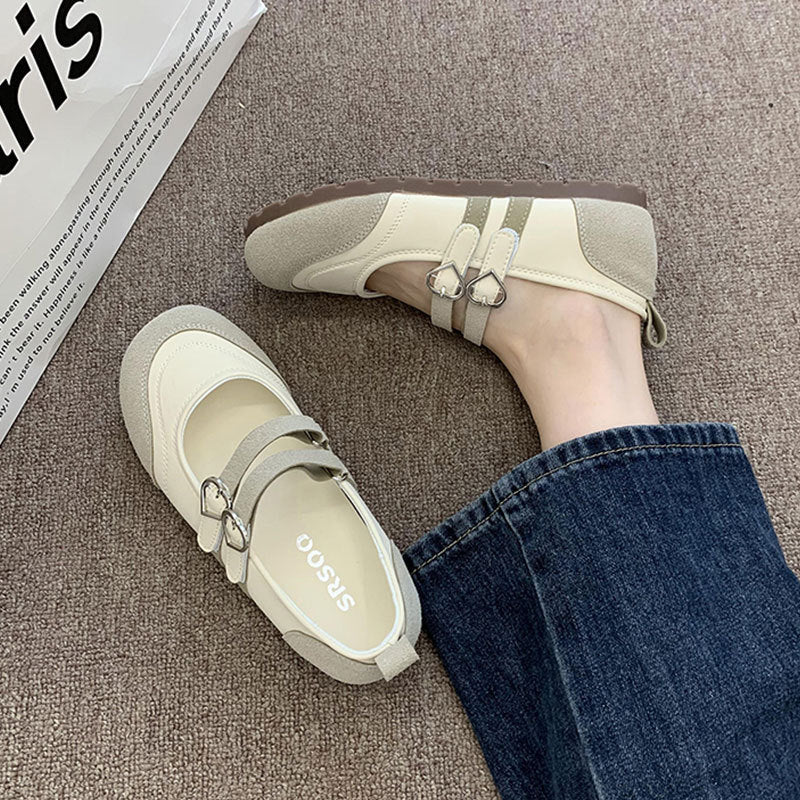 Ballerinas Damen Bequem Herz Schnalle Mode Schuhe
