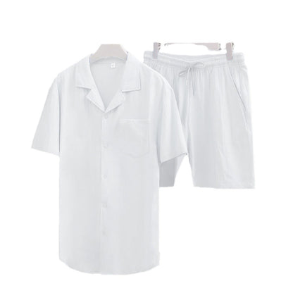 Herren Sommer Set Kurzarm Hemd und Shorts Leicht und Bequem