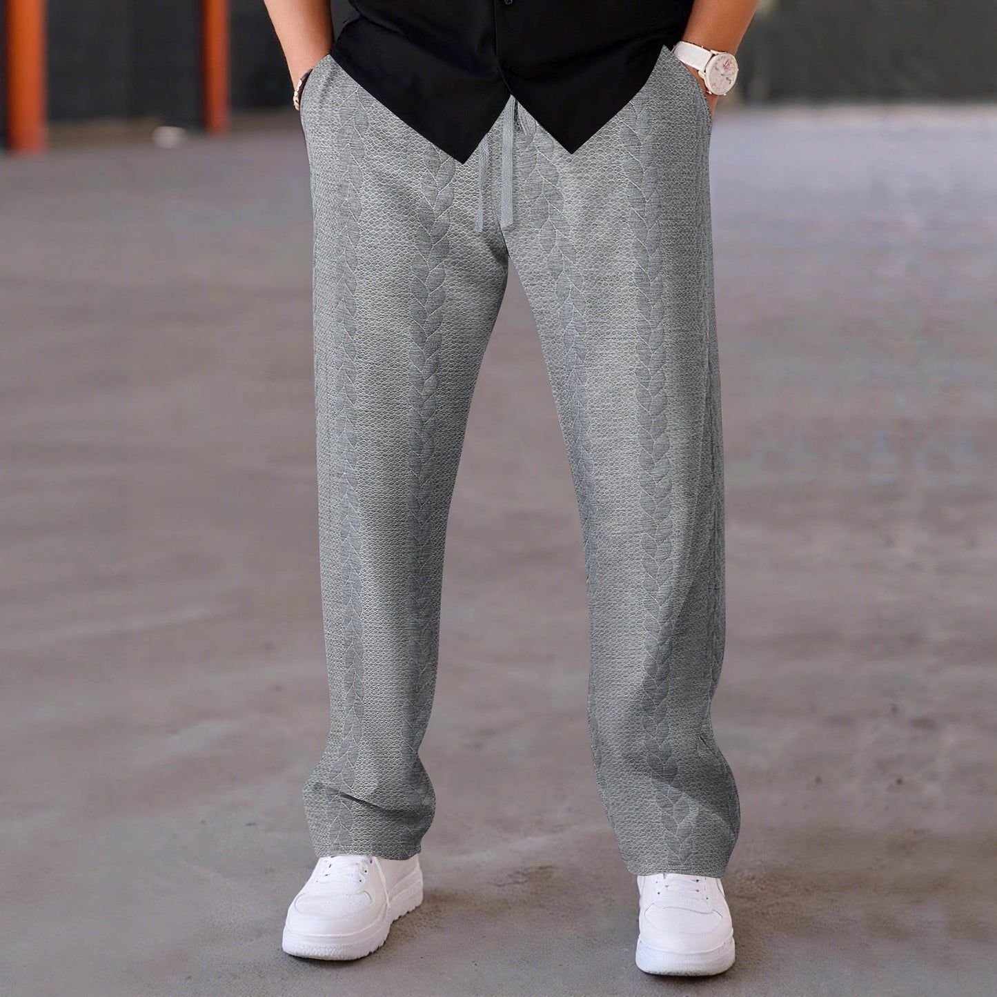 Herren Jogginghose Stretch mit Kordelzug und Struktur Optik