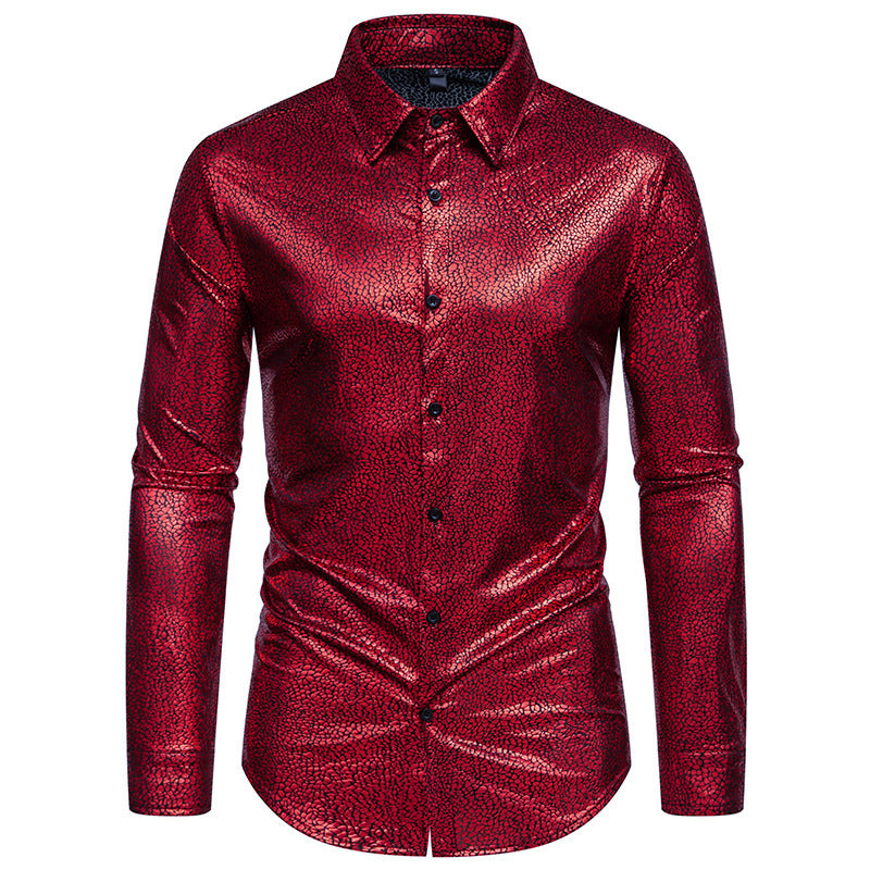 Herren Langarmhemd Glänzend Modernes Design Elegant